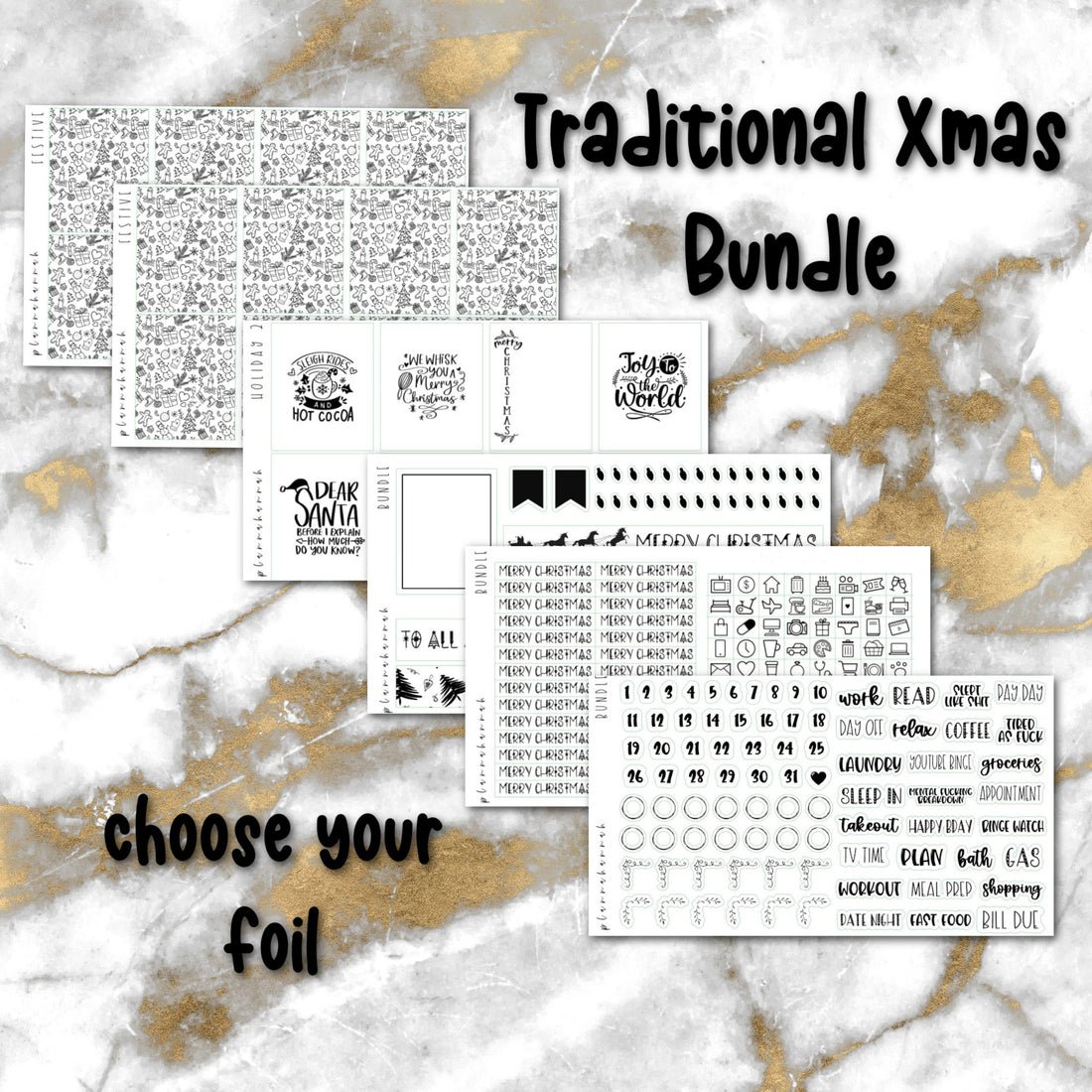 Traditional Christmas | Foiled Holiday Sticker Bundle