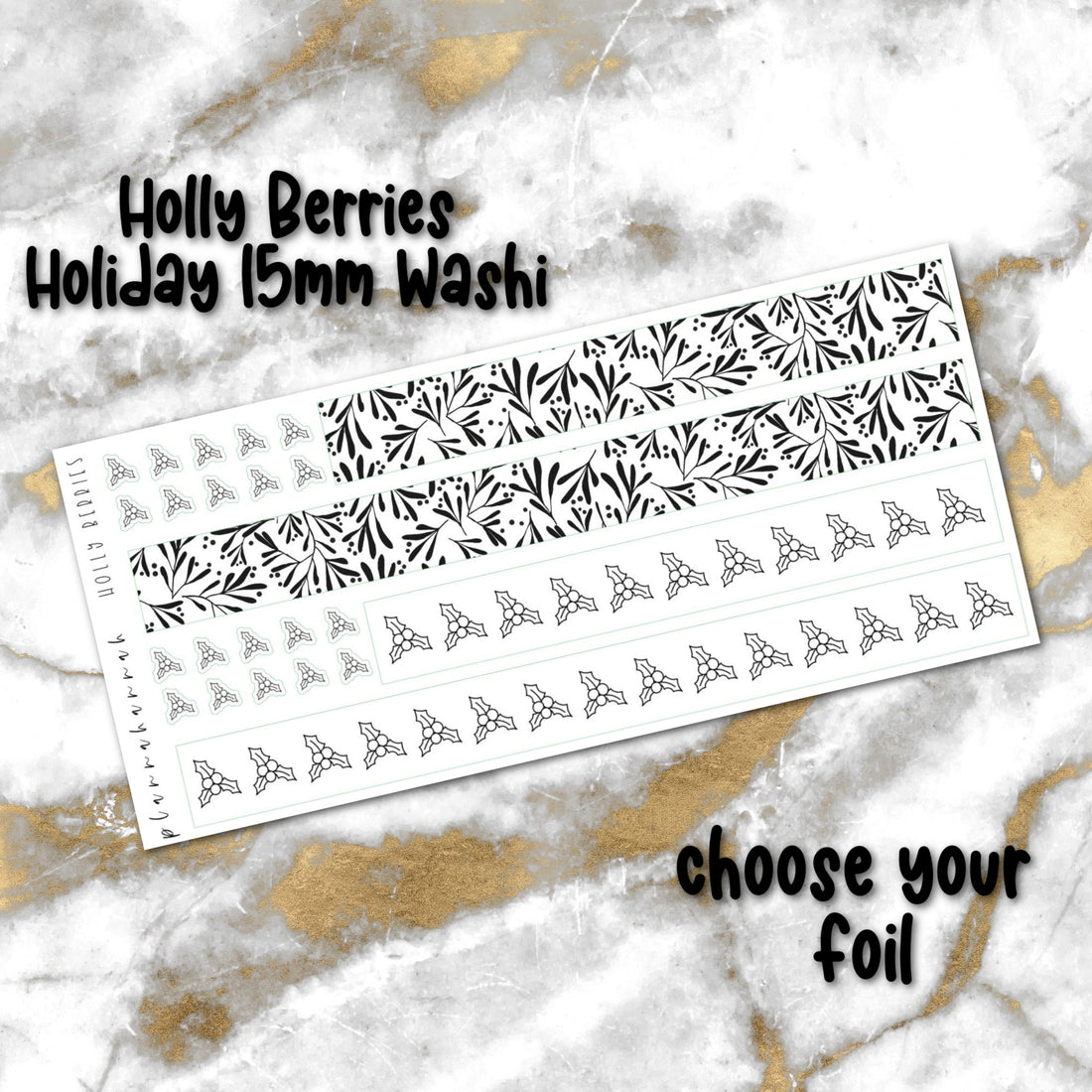 Holly Berries | Foiled Holiday 15mm Washi Overlay