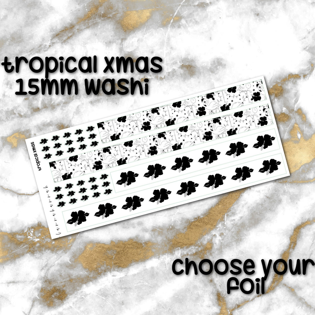 Tropical Xmas | Foiled Holiday 15mm Washi Overlay