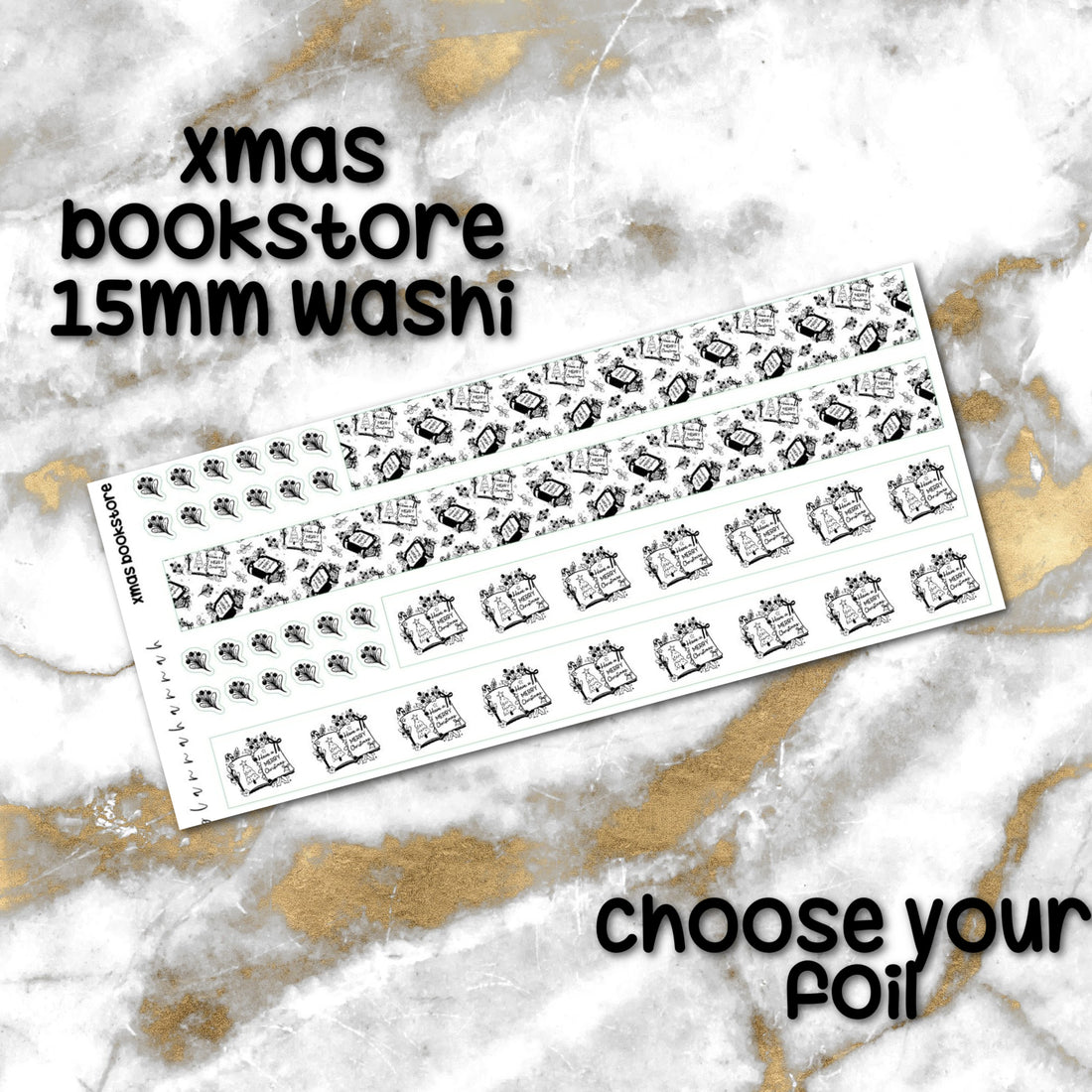 Xmas Bookstore | Foiled Holiday 15mm Washi Overlay