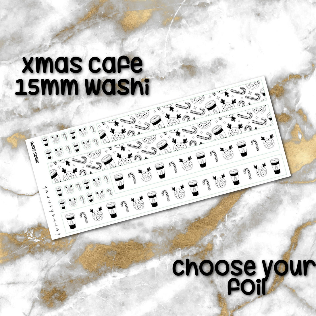 Xmas Cafe | Foiled Holiday 15mm Washi Overlay