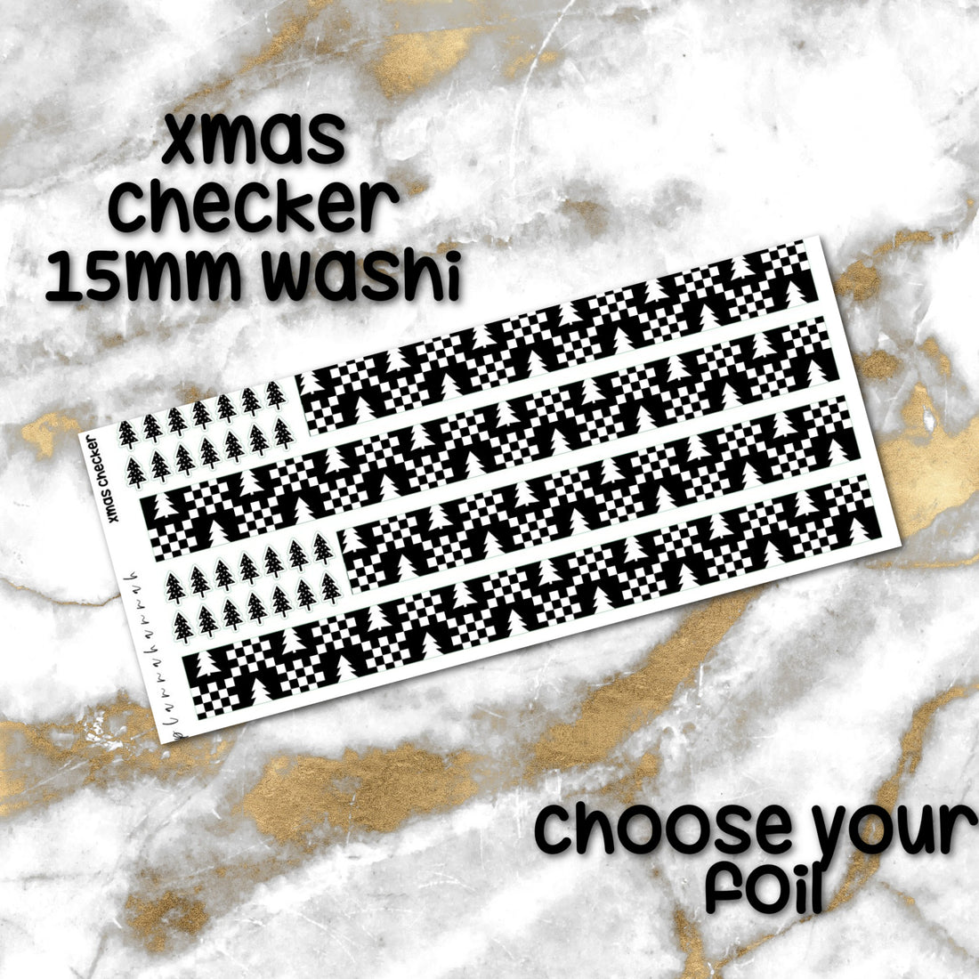 Xmas Checker | Foiled Holiday 15mm Washi Overlay