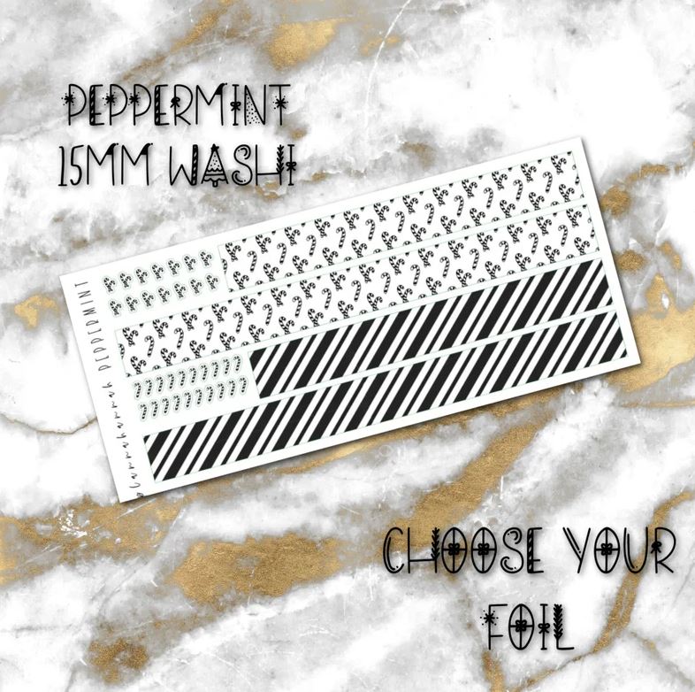 Peppermint | Foiled Holiday 15mm Washi Overlay