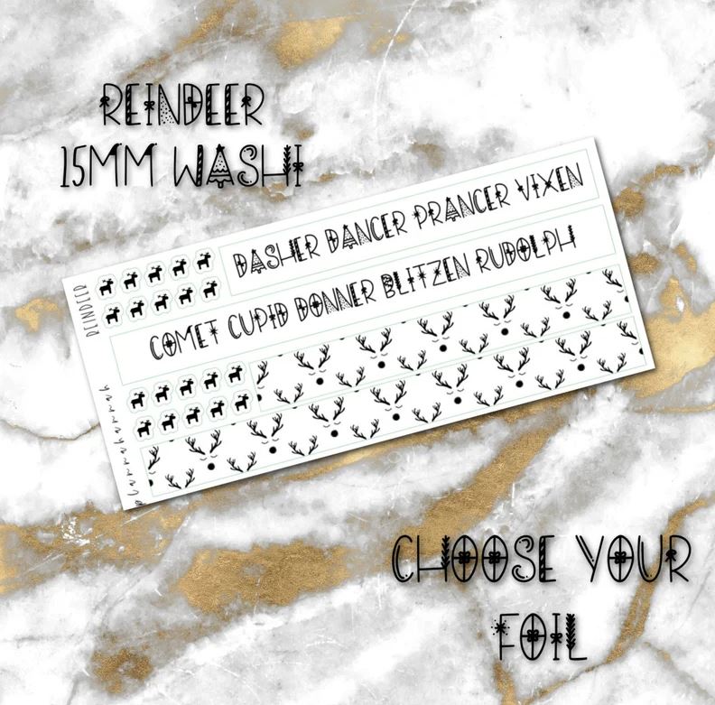 Reindeer | Foiled Holiday 15mm Washi Overlay