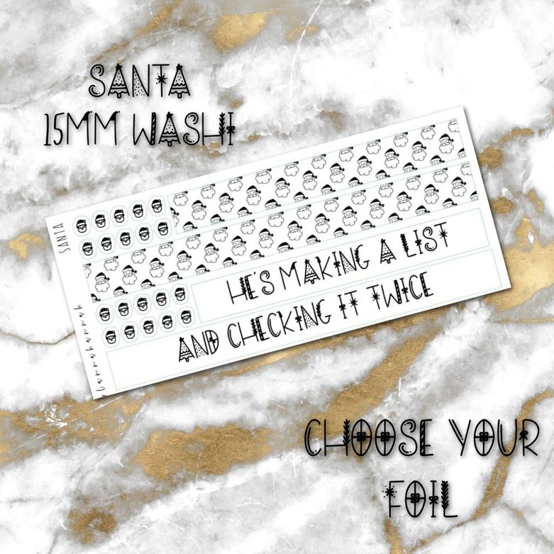Santa | Foiled Holiday 15mm Washi Overlay