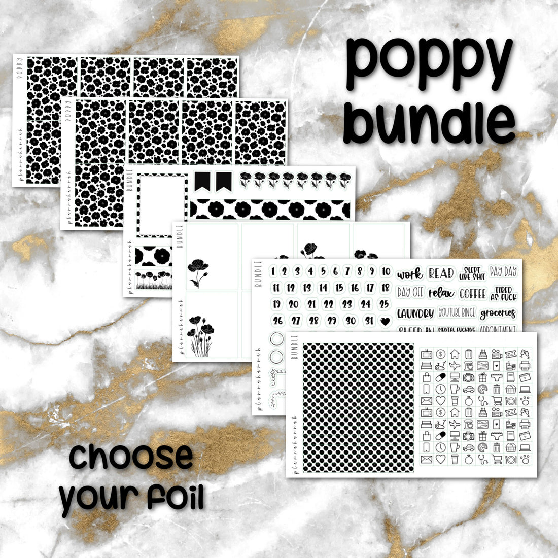 Poppy | Foiled Sticker Bundle