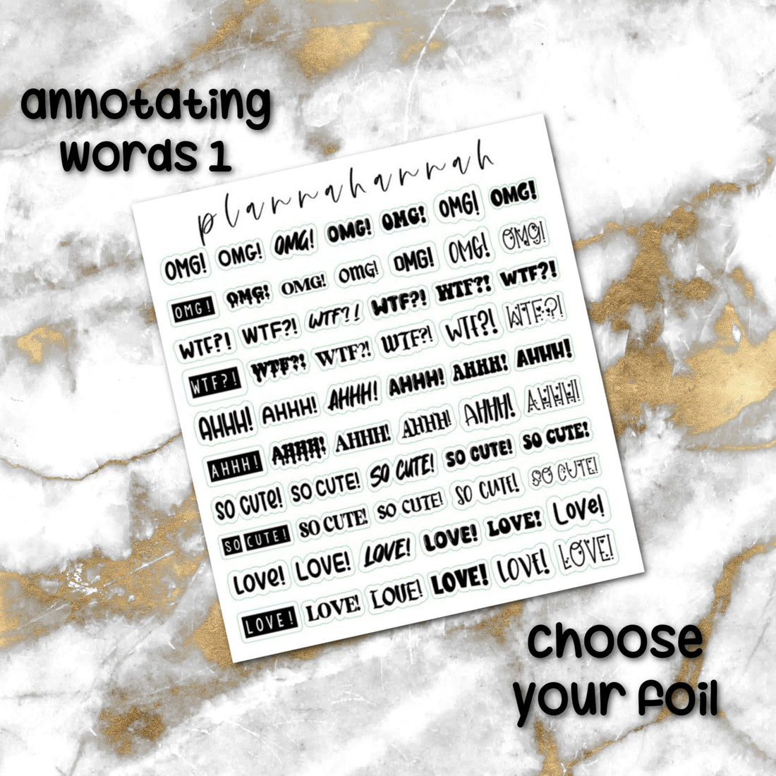 Words 1 | Foiled Annotating Stickers
