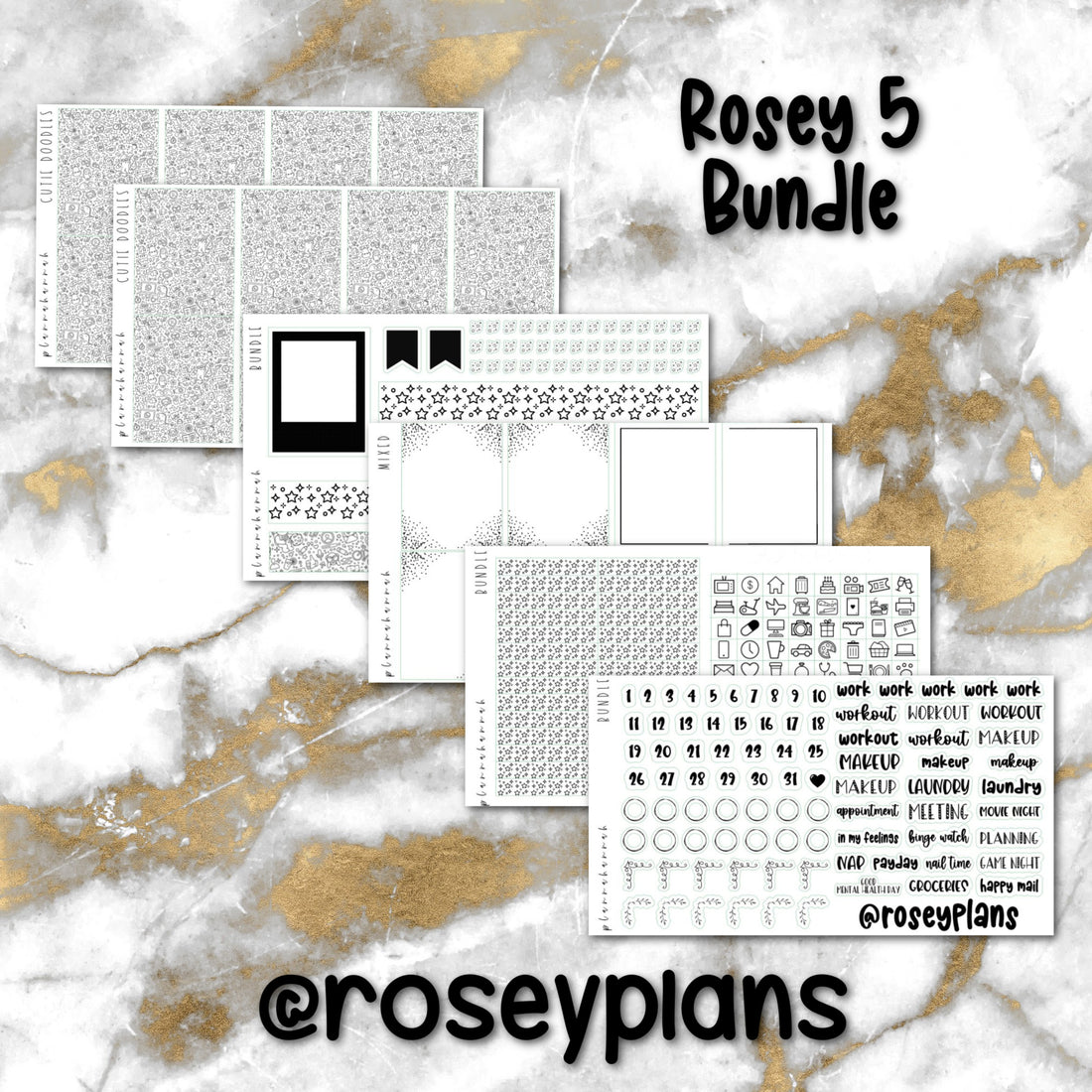 Rosey 5 | Foiled Sticker Bundle