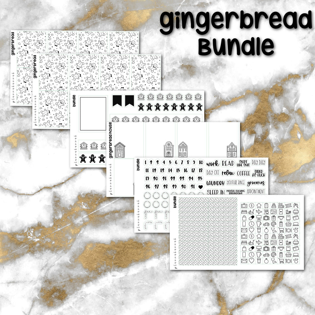 Gingerbread | Foiled Holiday Sticker Bundle