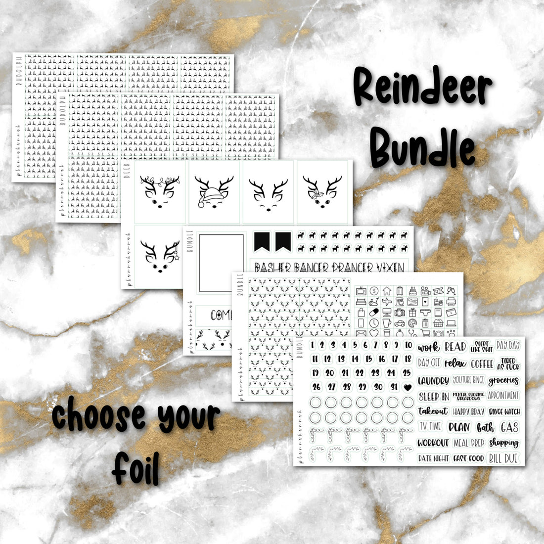 Reindeer | Foiled Holiday Sticker Bundle