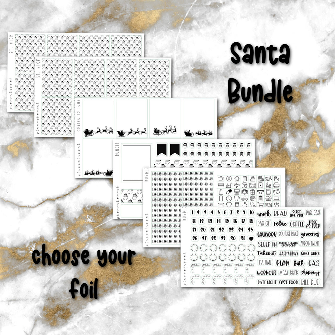 Santa | Foiled Holiday Sticker Bundle