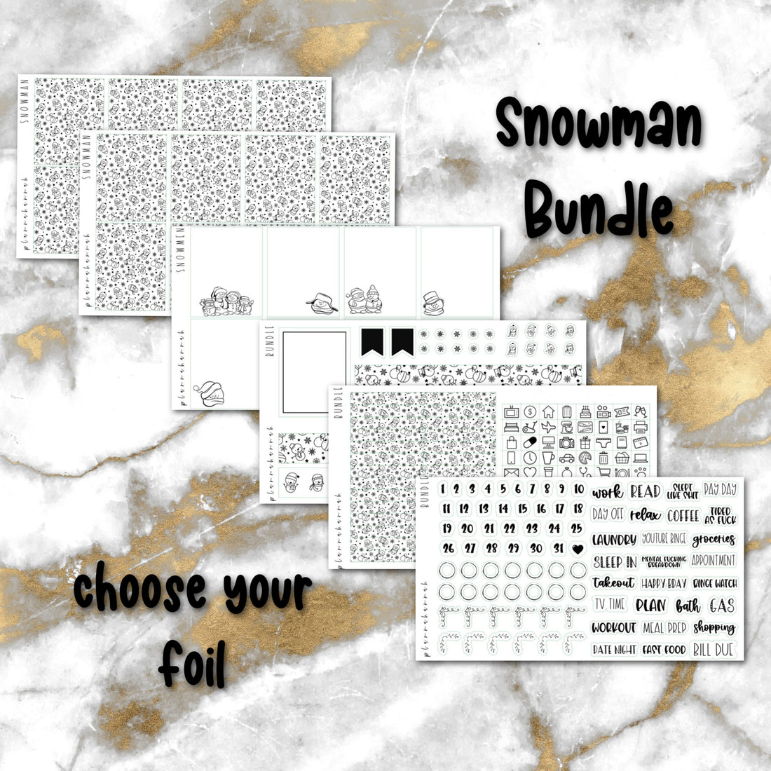 Snowman | Foiled Holiday Sticker Bundle