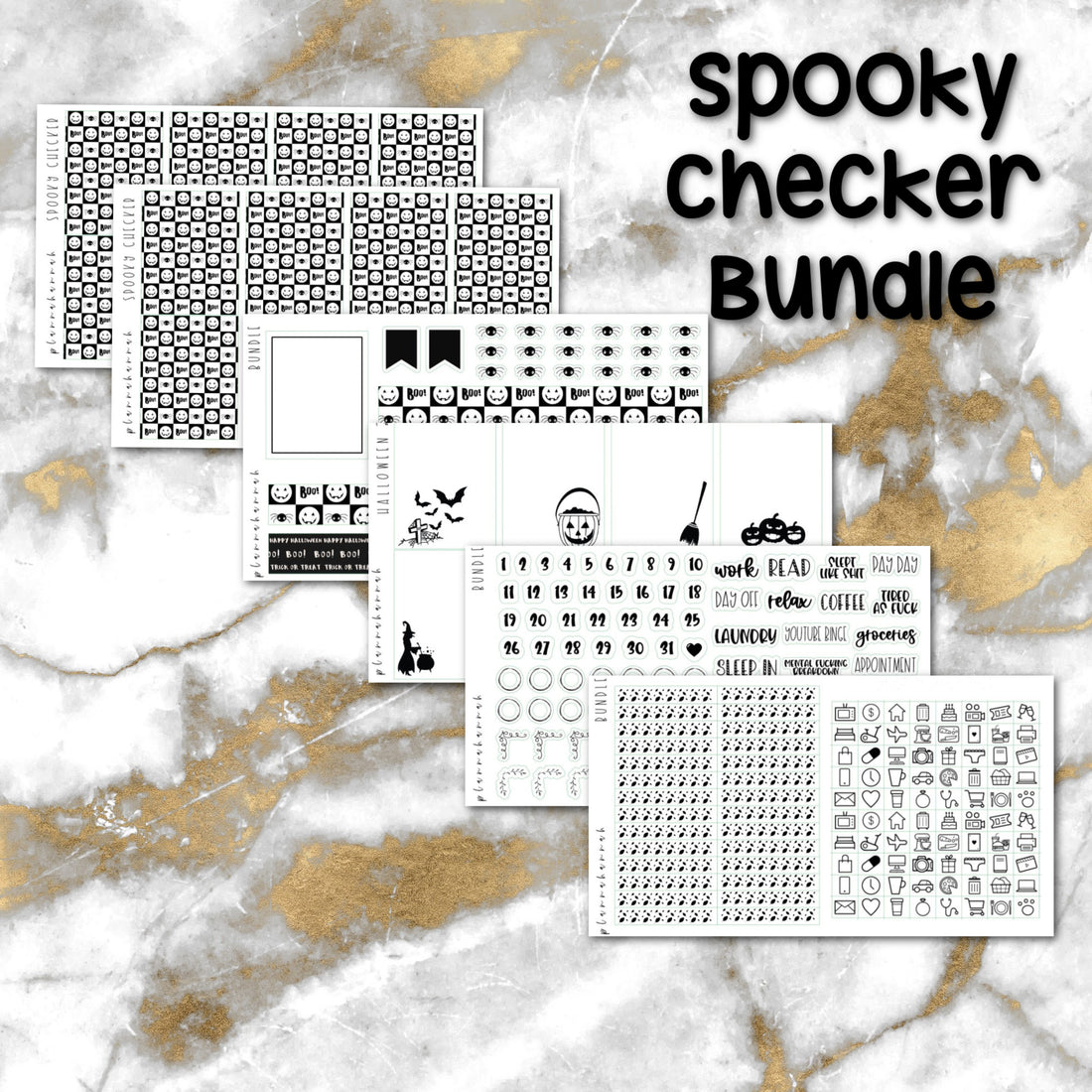 Spooky Checker Bundle | Foiled Halloween Sticker Bundle