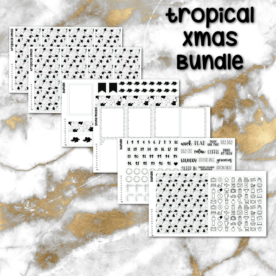 Tropical Xmas | Foiled Holiday Sticker Bundle