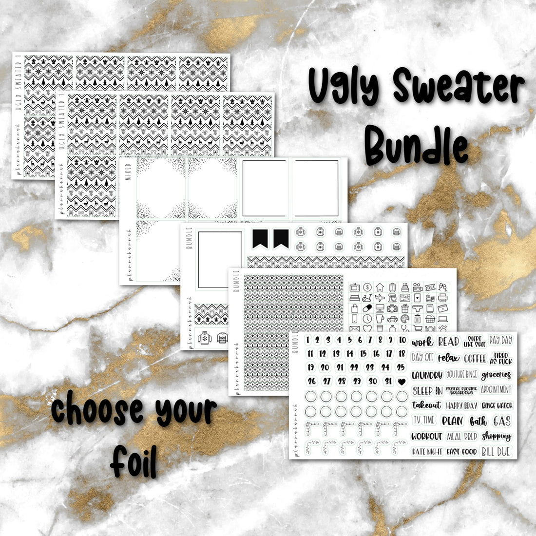 Ugly Sweater | Foiled Holiday Sticker Bundle