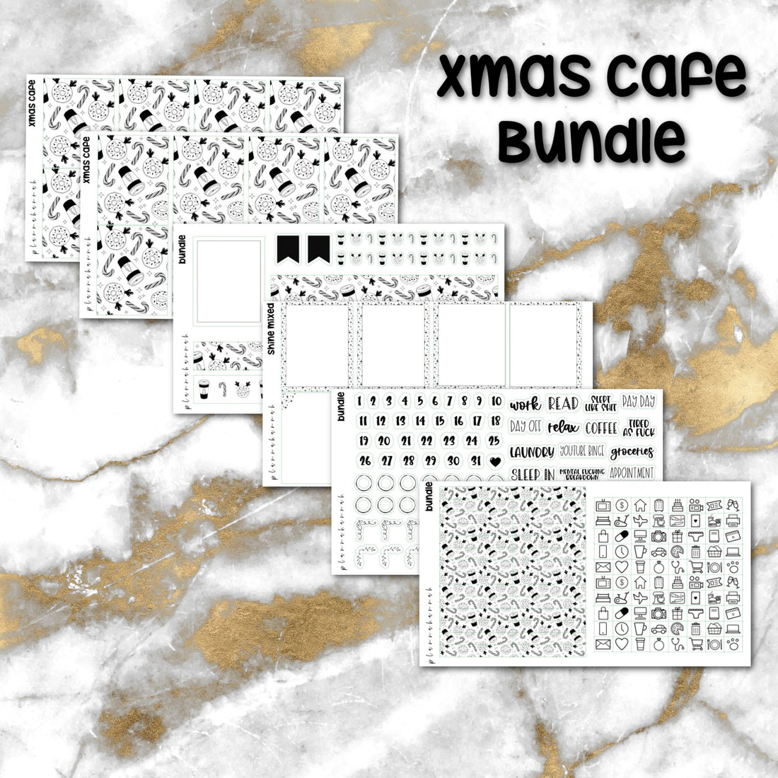 Xmas Cafe | Foiled Holiday Sticker Bundle