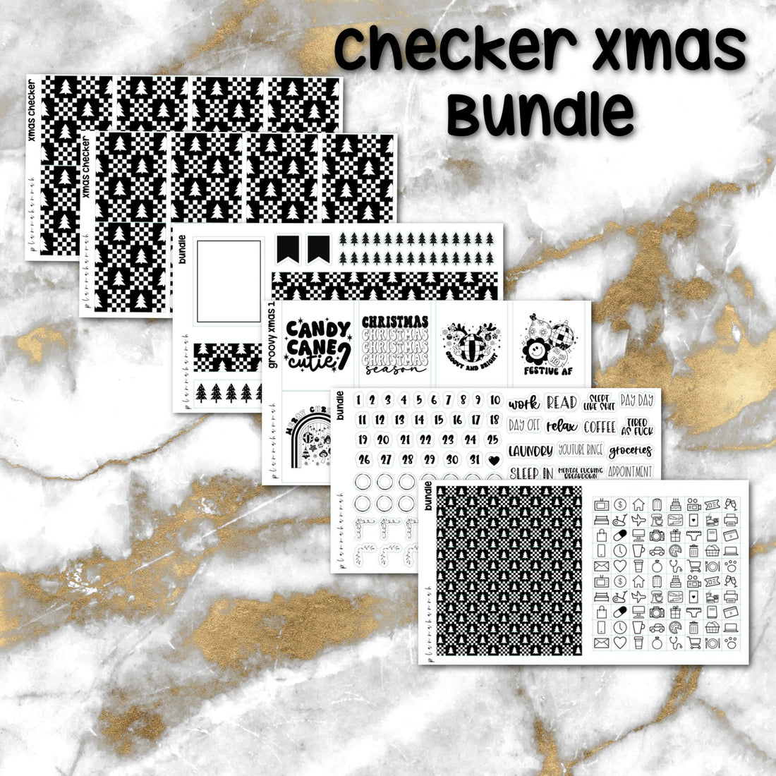 Xmas Checker | Foiled Holiday Sticker Bundle