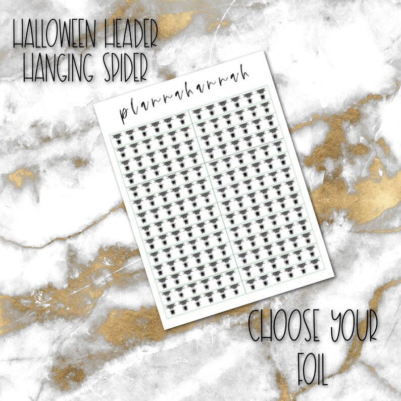 Hanging Spider | Foiled Halloween Header Overlay