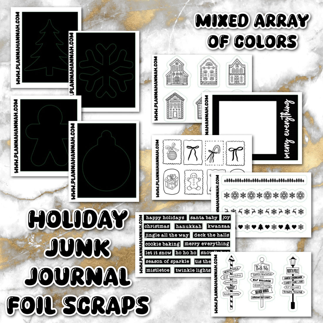 Junk Journal Holiday | Mixed Foil Journaling Stickers