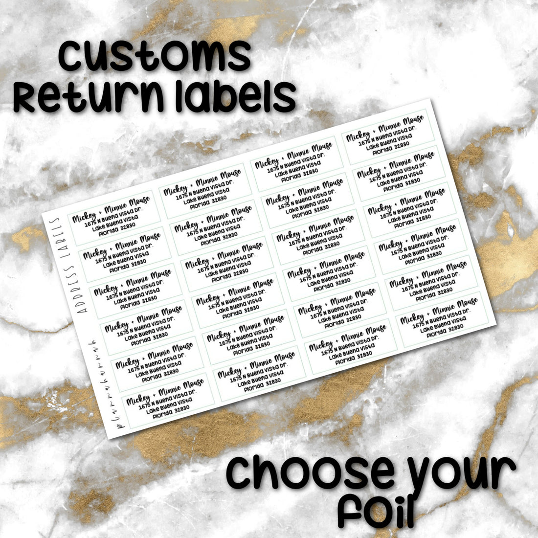 Custom Return Labels | Custom Foiled Script – Plannahannah