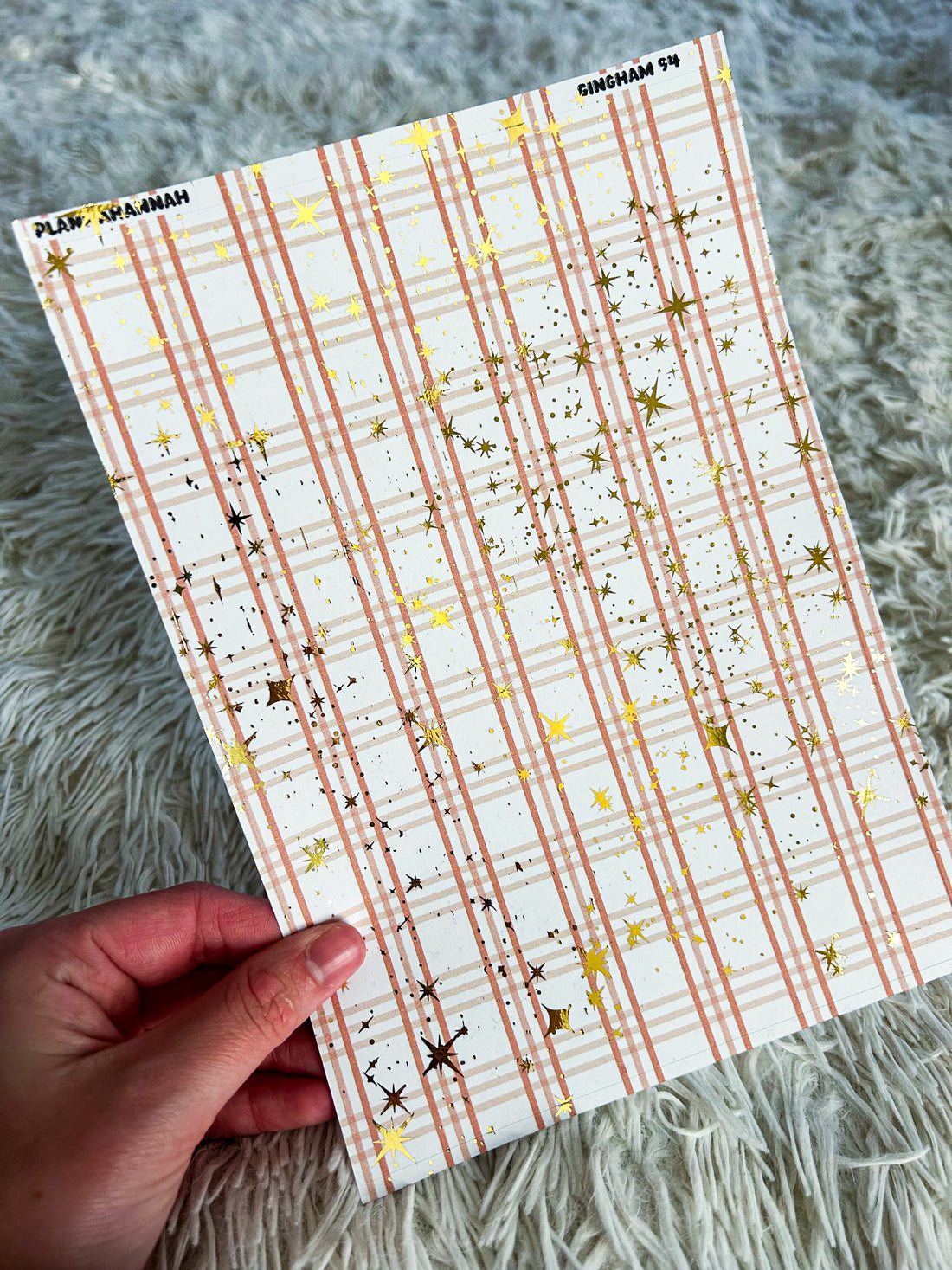 Brown Gingham | Foiled A5 Paper