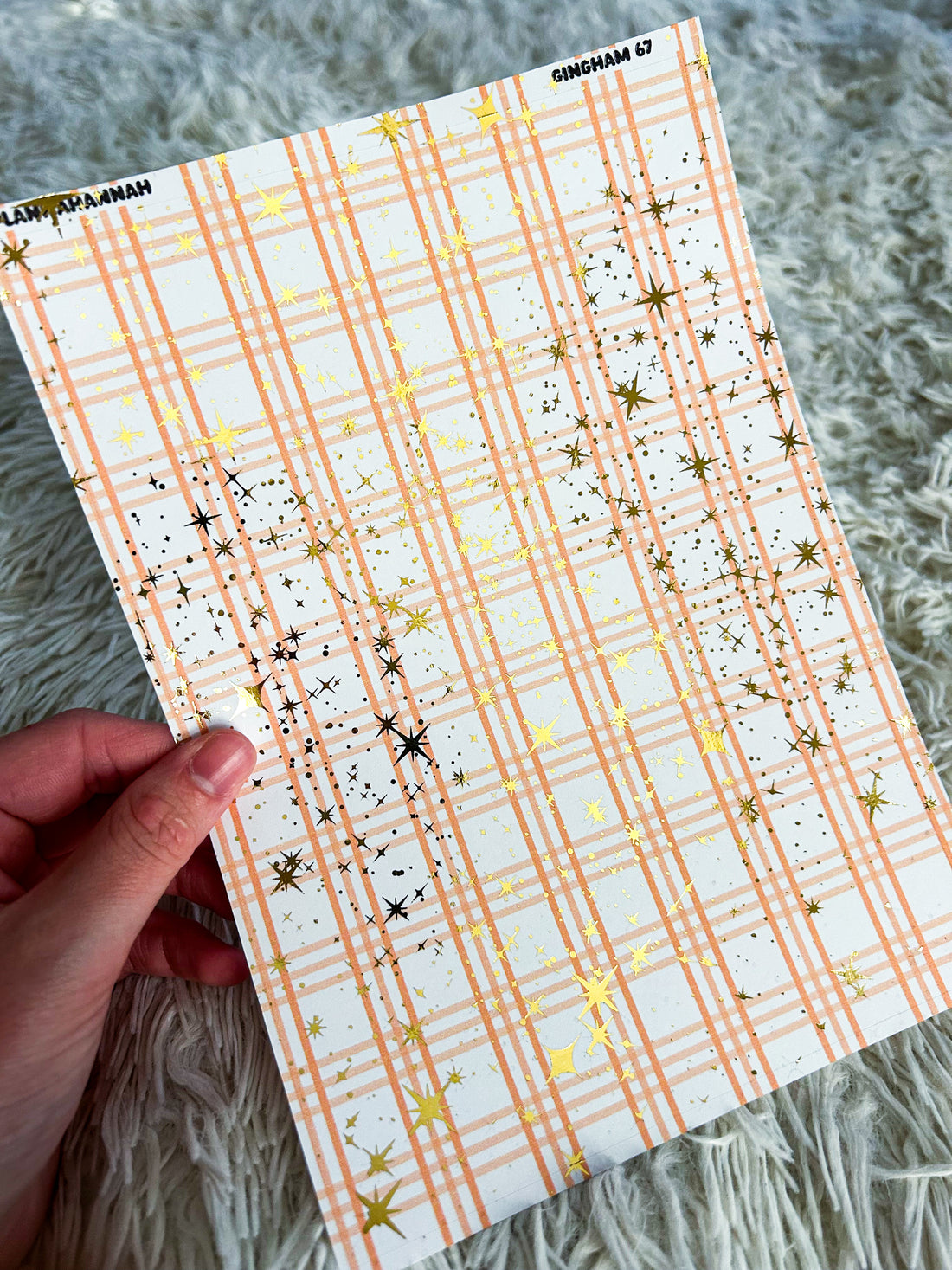 Creamsicle Gingham | Foiled A5 Paper