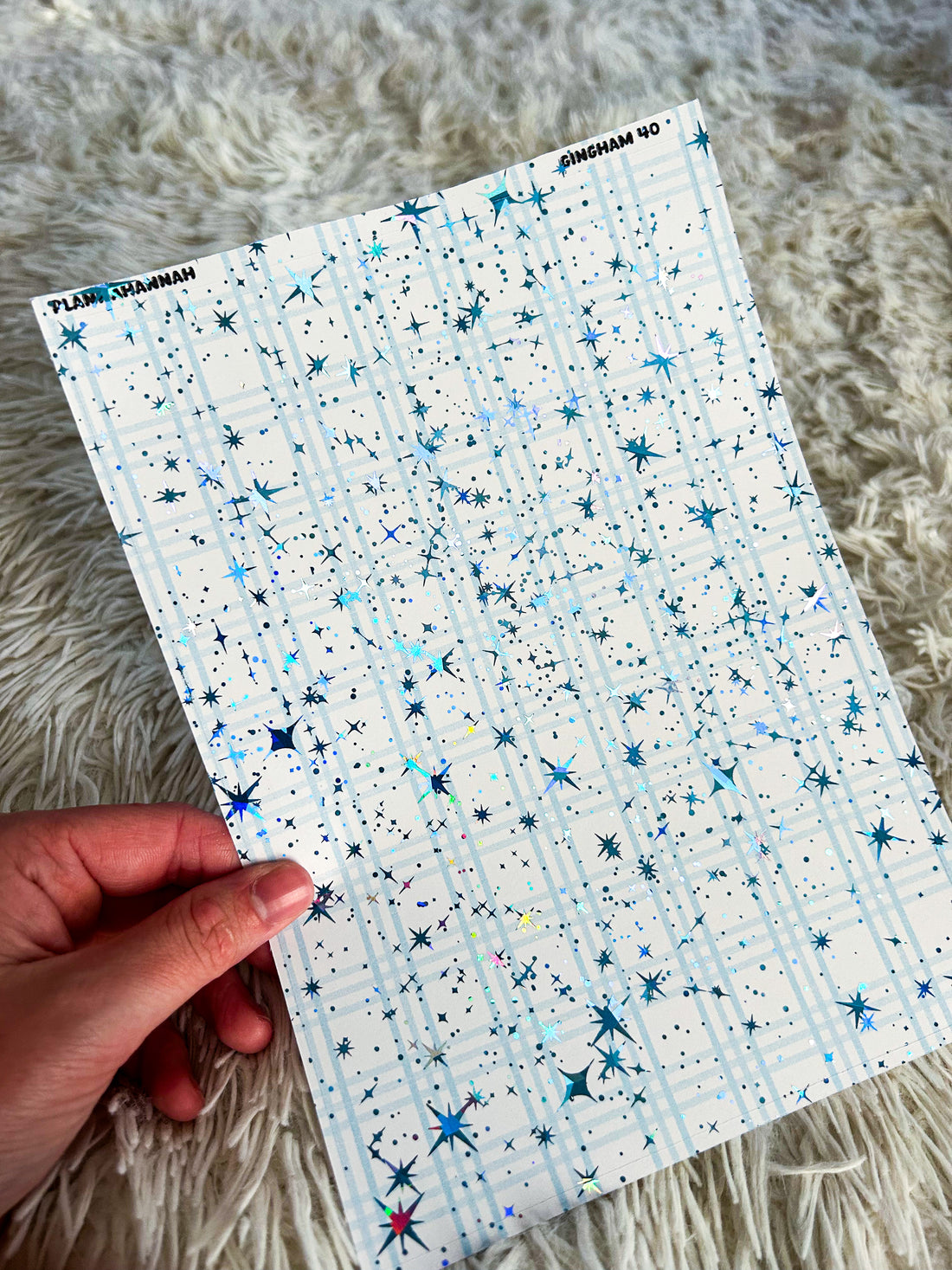 Baby Blue Gingham | Foiled A5 Paper