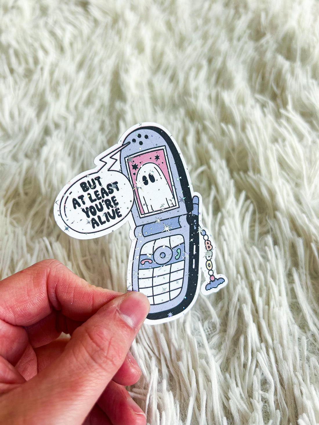 Ghost Phone | Halloween Holographic Foiled Die Cut *NOT WATERPROOF*