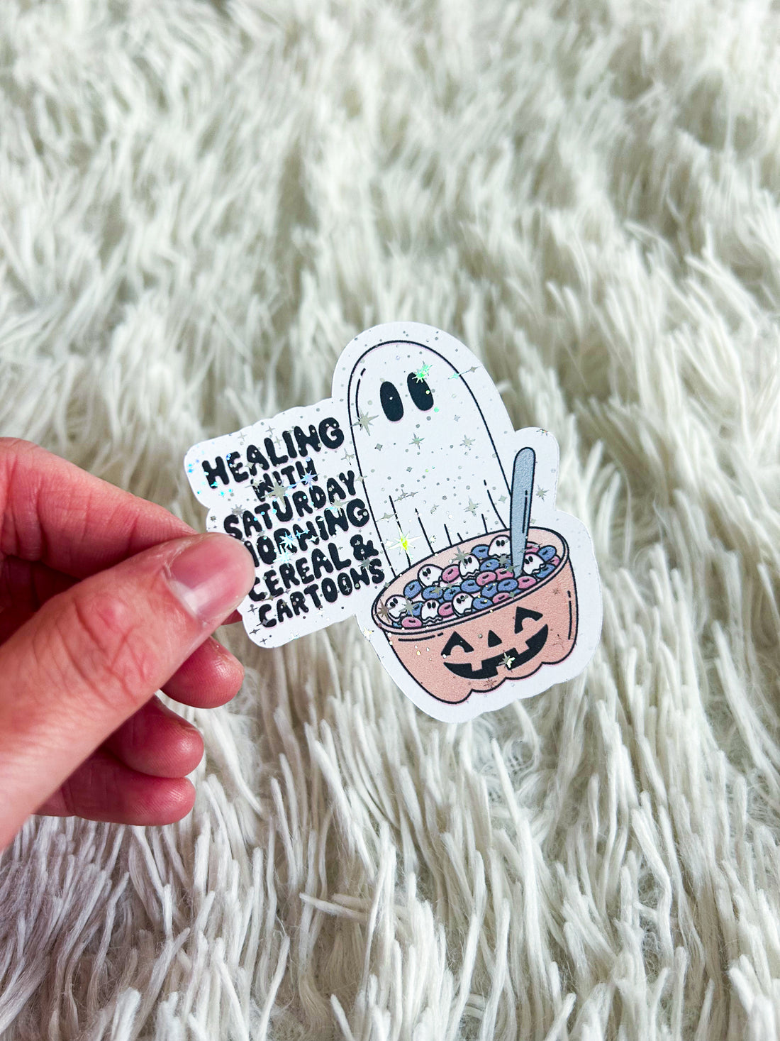 Ghost Cereal | Halloween Holographic Foiled Die Cut *NOT WATERPROOF*