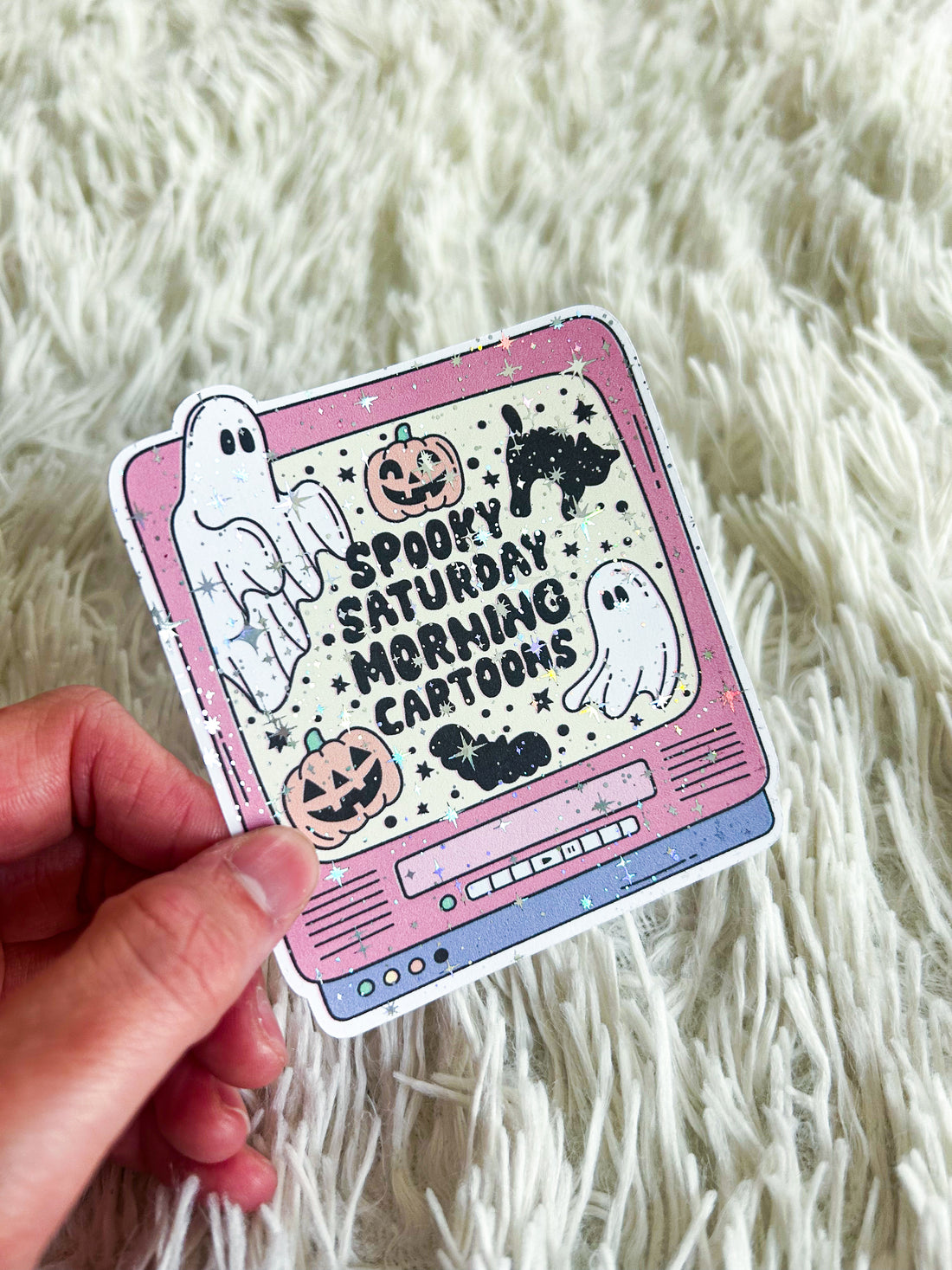 Ghost TV | Halloween Holographic Foiled Die Cut *NOT WATERPROOF*