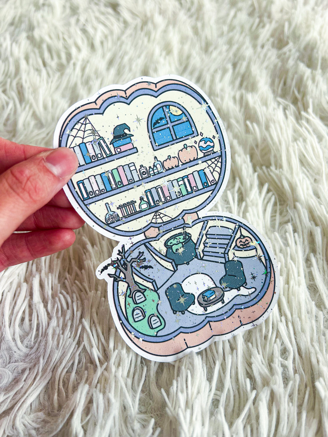 Spooky Pocket Room | Halloween Holographic Foiled Die Cut *NOT WATERPROOF*