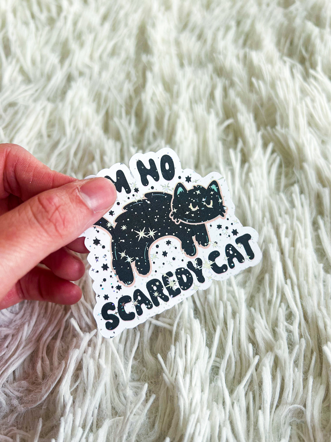 Scaredy Cat | Halloween Holographic Foiled Die Cut *NOT WATERPROOF*