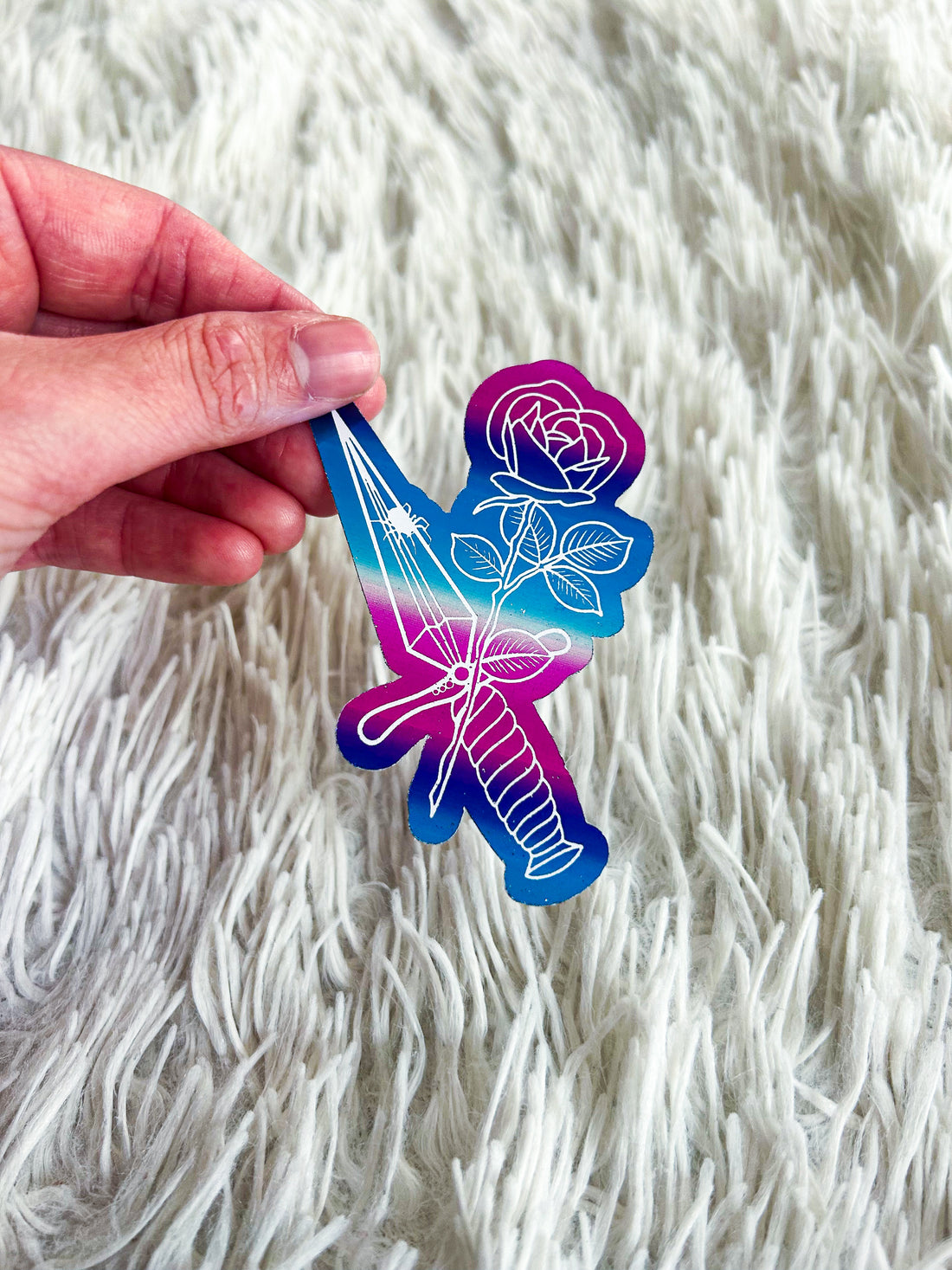 Dagger & Rose | Halloween Foiled Die Cut Sticker *NOT WATERPROOF*