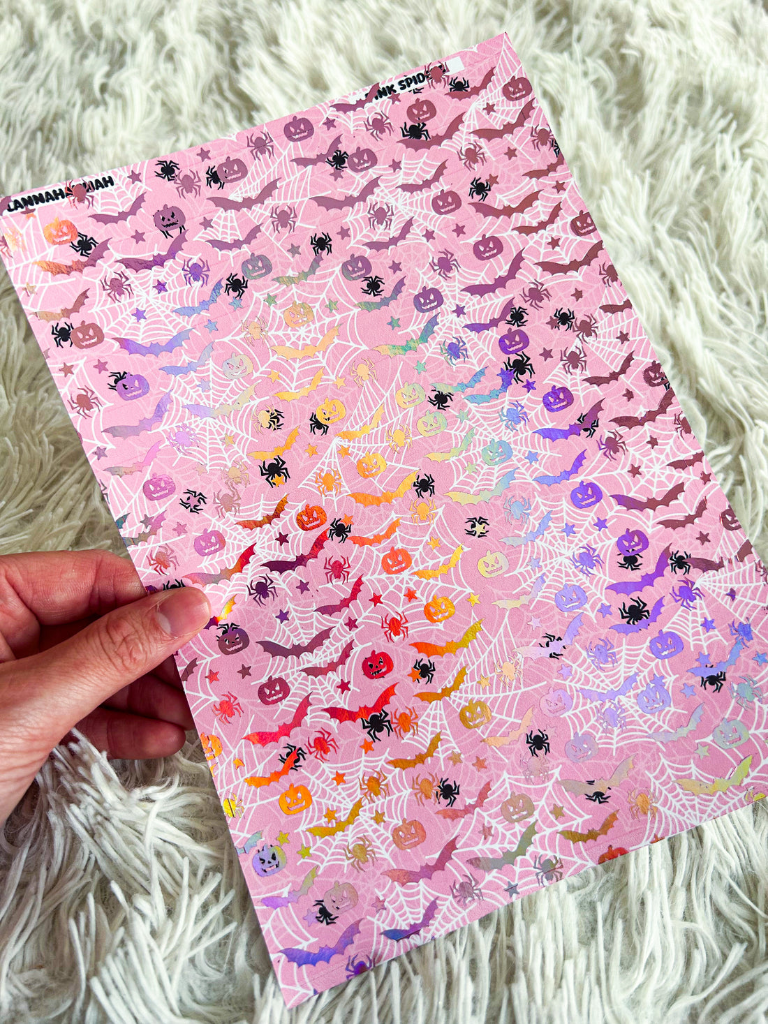 Pink Spider | Halloween Foiled A5 Paper
