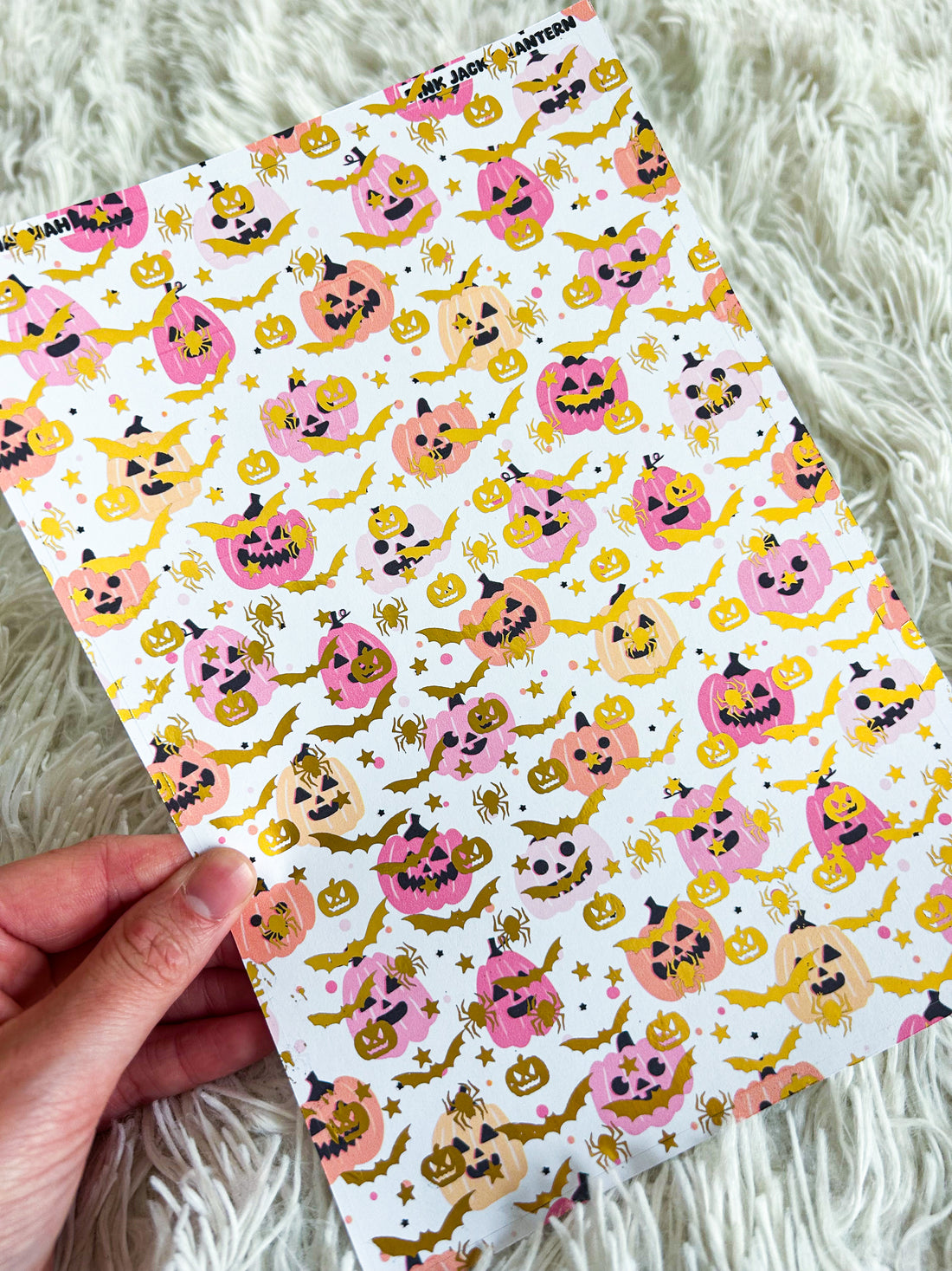 Pink Jack o Lantern | Halloween Foiled A5 Paper