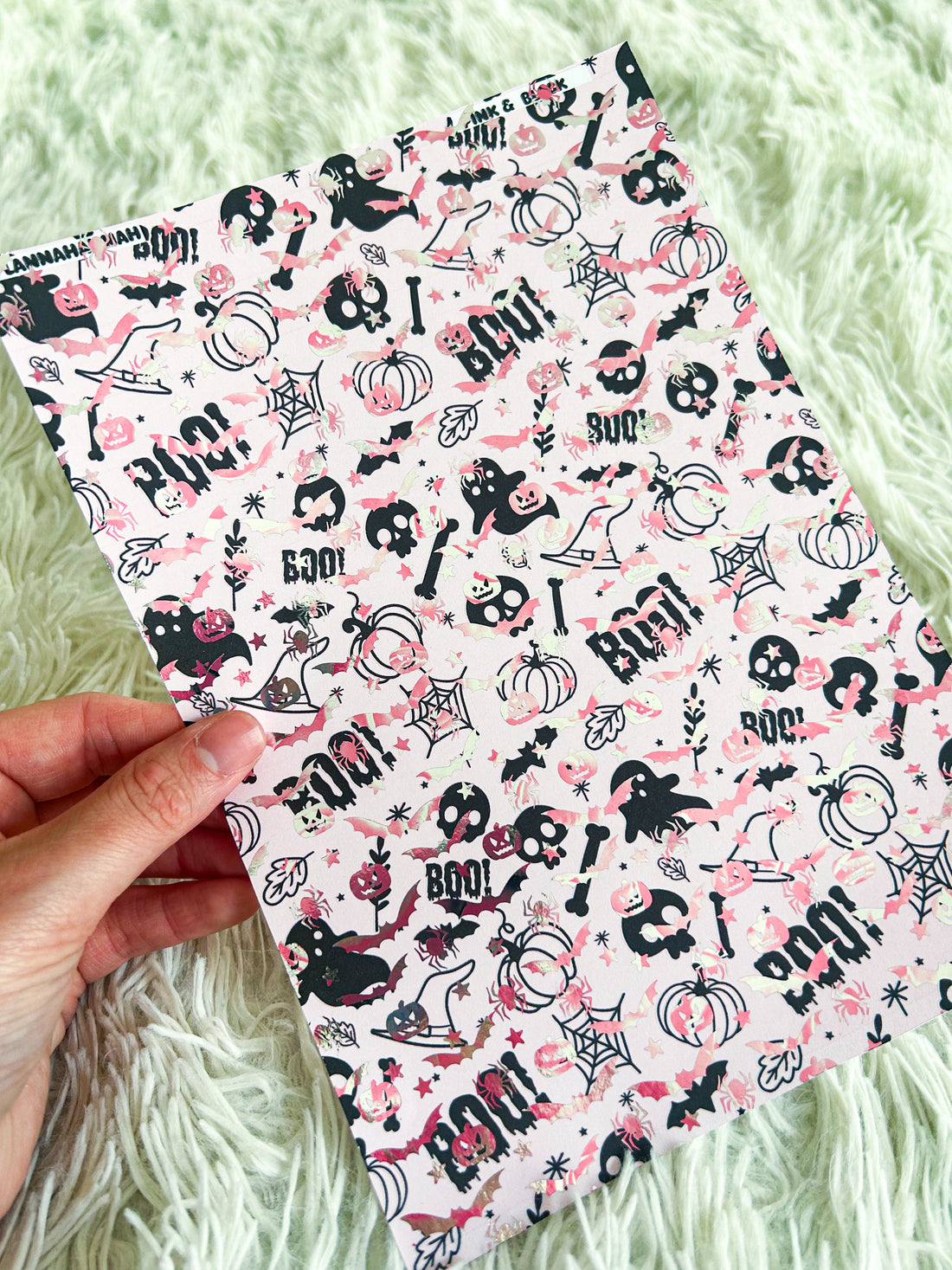 Pink & Black Halloween | Halloween Foiled A5 Paper