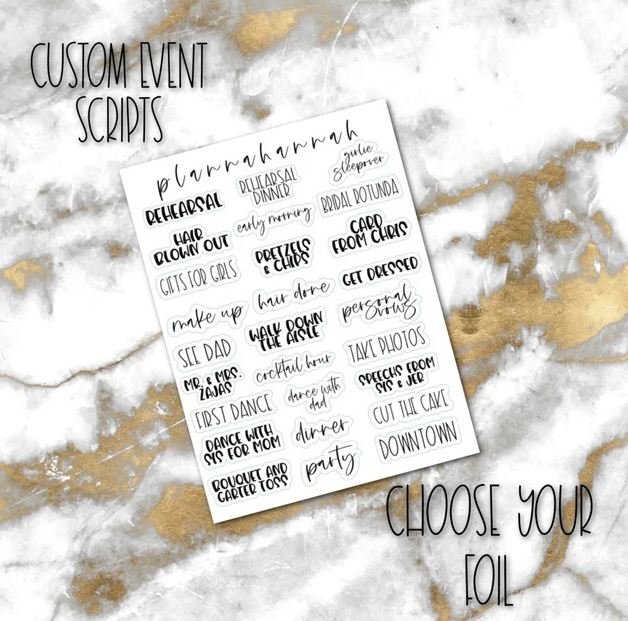 Custom MULTI - up to 30 scripts | Foiled Script Sticker – Plannahannah